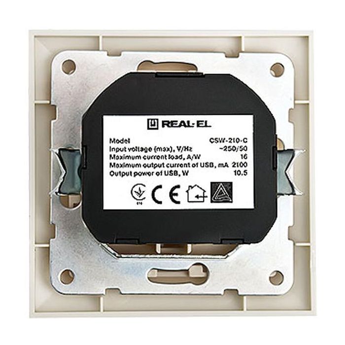 Розетка REAL-EL Розетка с 2*USB 10.5W (CSW-210-C) изображение 2