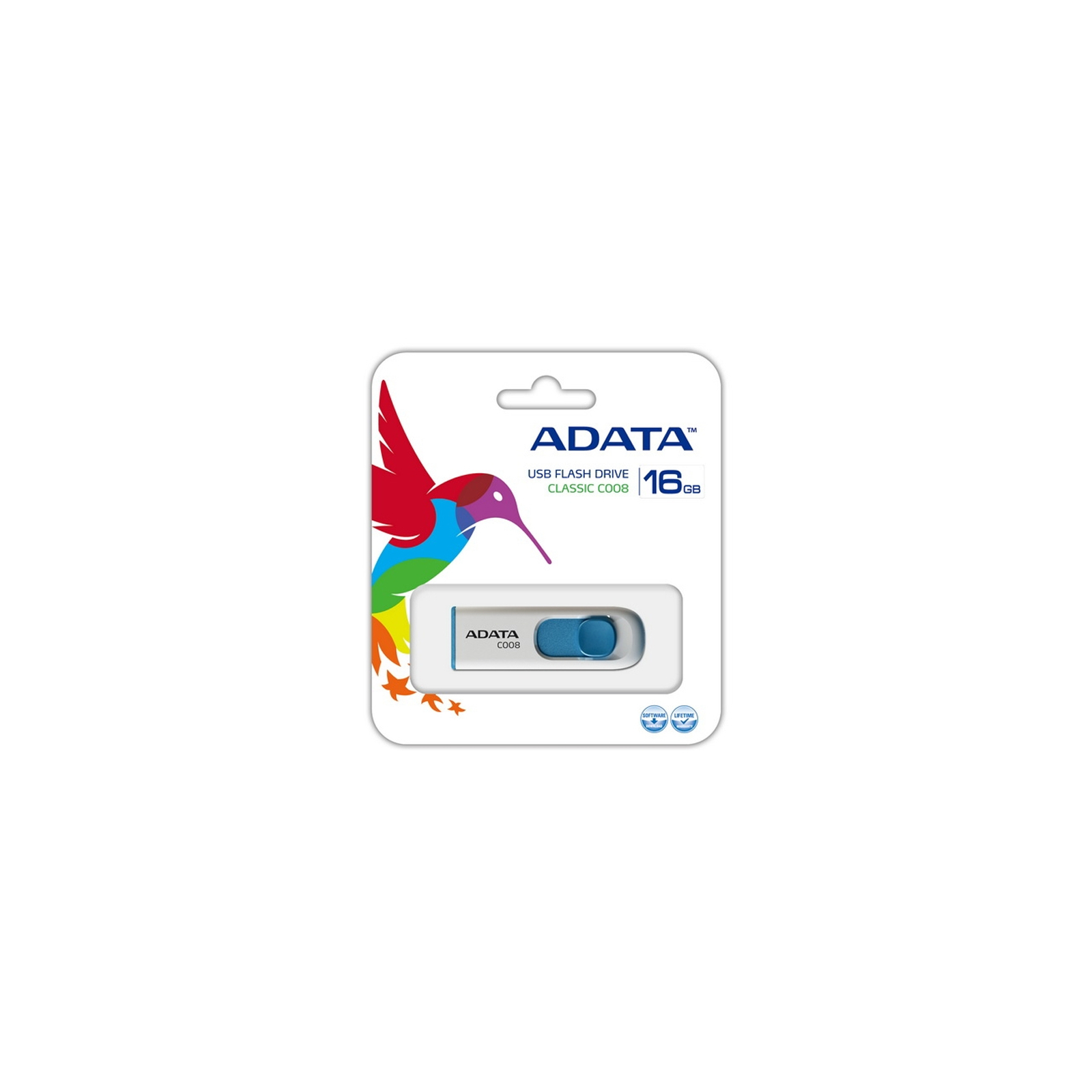 USB флеш накопитель ADATA 16GB C008 White USB 2.0 (AC008-16G-RWE) изображение 5