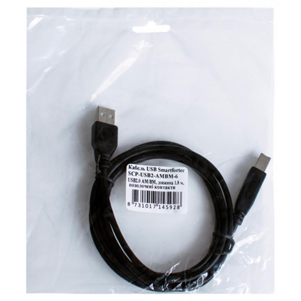 Кабель для принтера USB 2.0 AM/BM 1.8m Smartfortec (SCP-USB2-AMBM-6) зображення 3