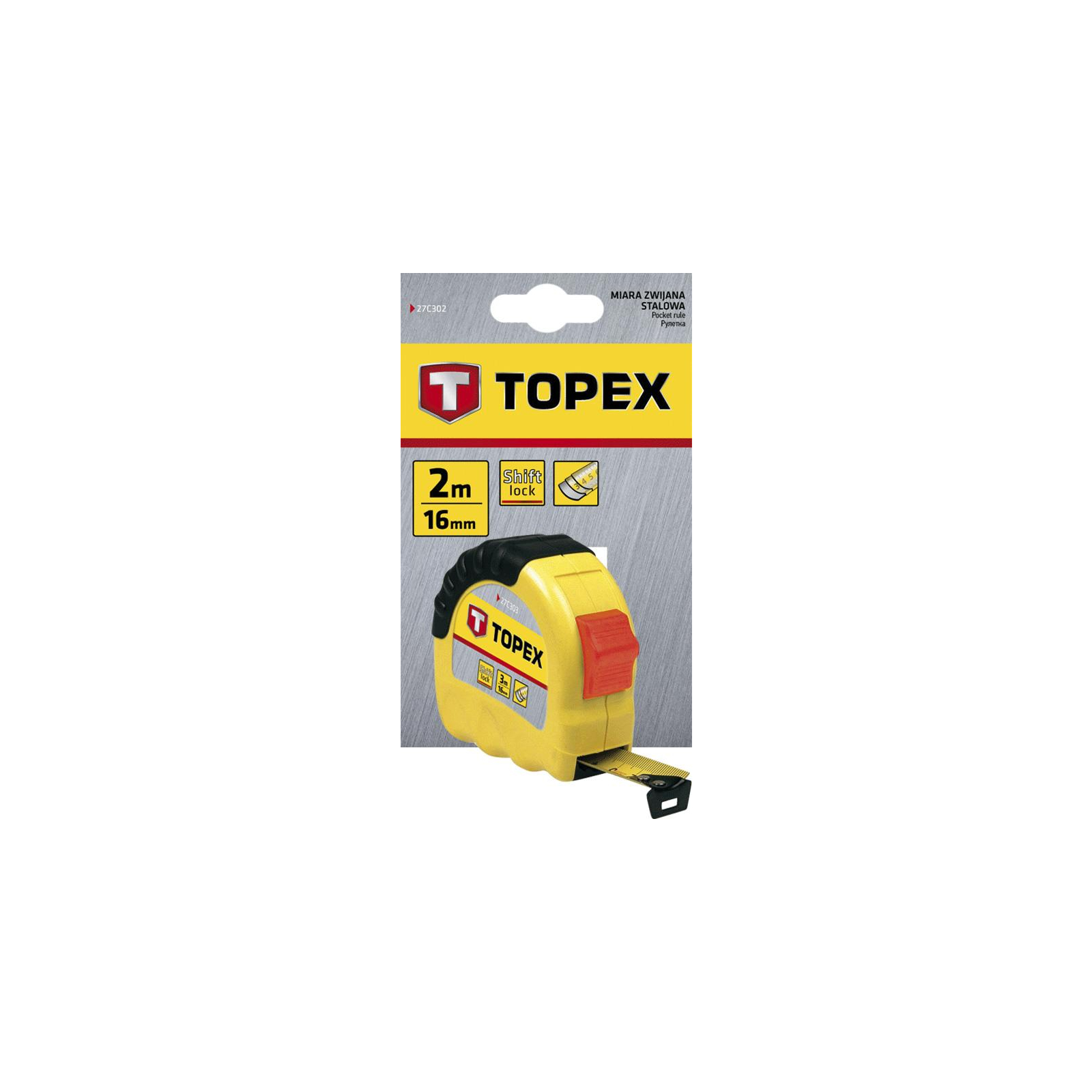 Рулетка Topex стальная лента 8 м x 25 мм (27C308) изображение 2