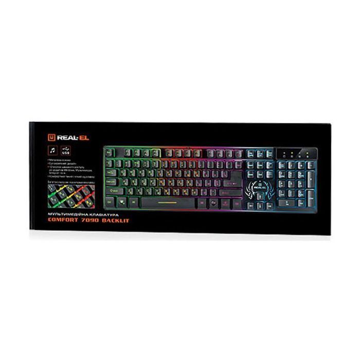 Клавиатура REAL-EL 7090 Comfort Backlit, black изображение 4