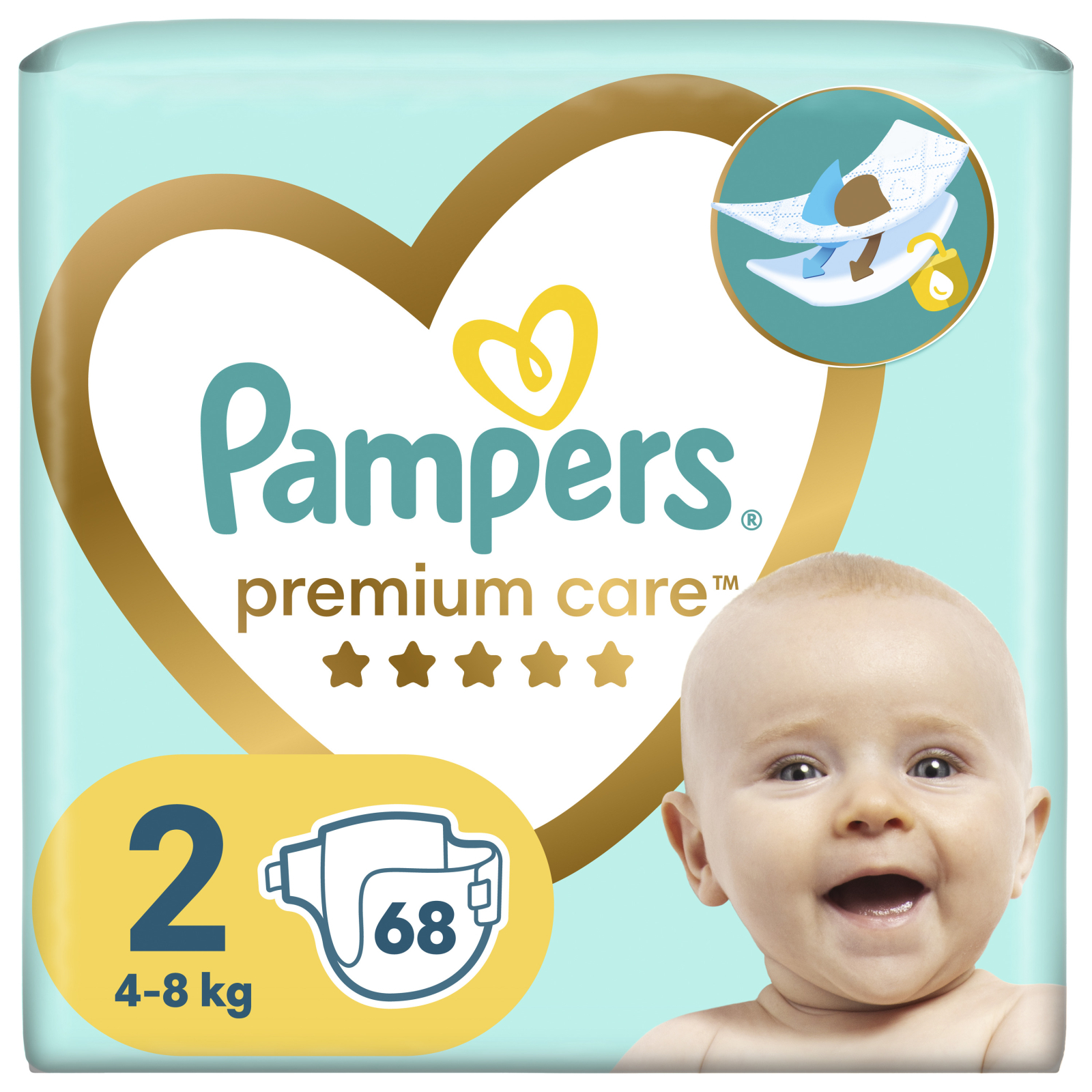 Подгузники Pampers Premium Care Mini Размер 2 (4-8 кг), 68 шт (8001841104874)