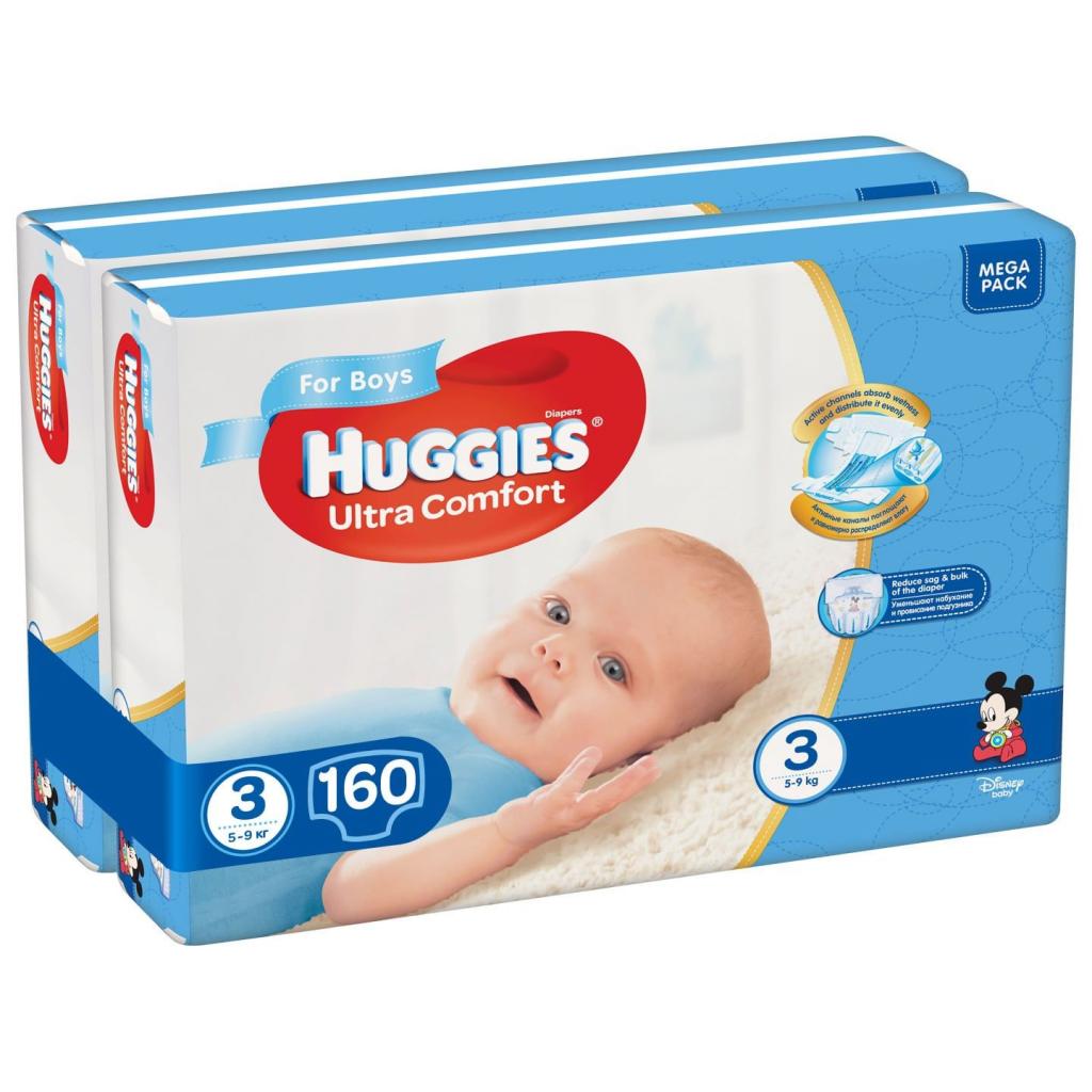 Подгузники Huggies Ultra Comfort 3 Mega для мальчиков (5-9 кг) 160 шт (80x2) (5029054218099) изображение 2