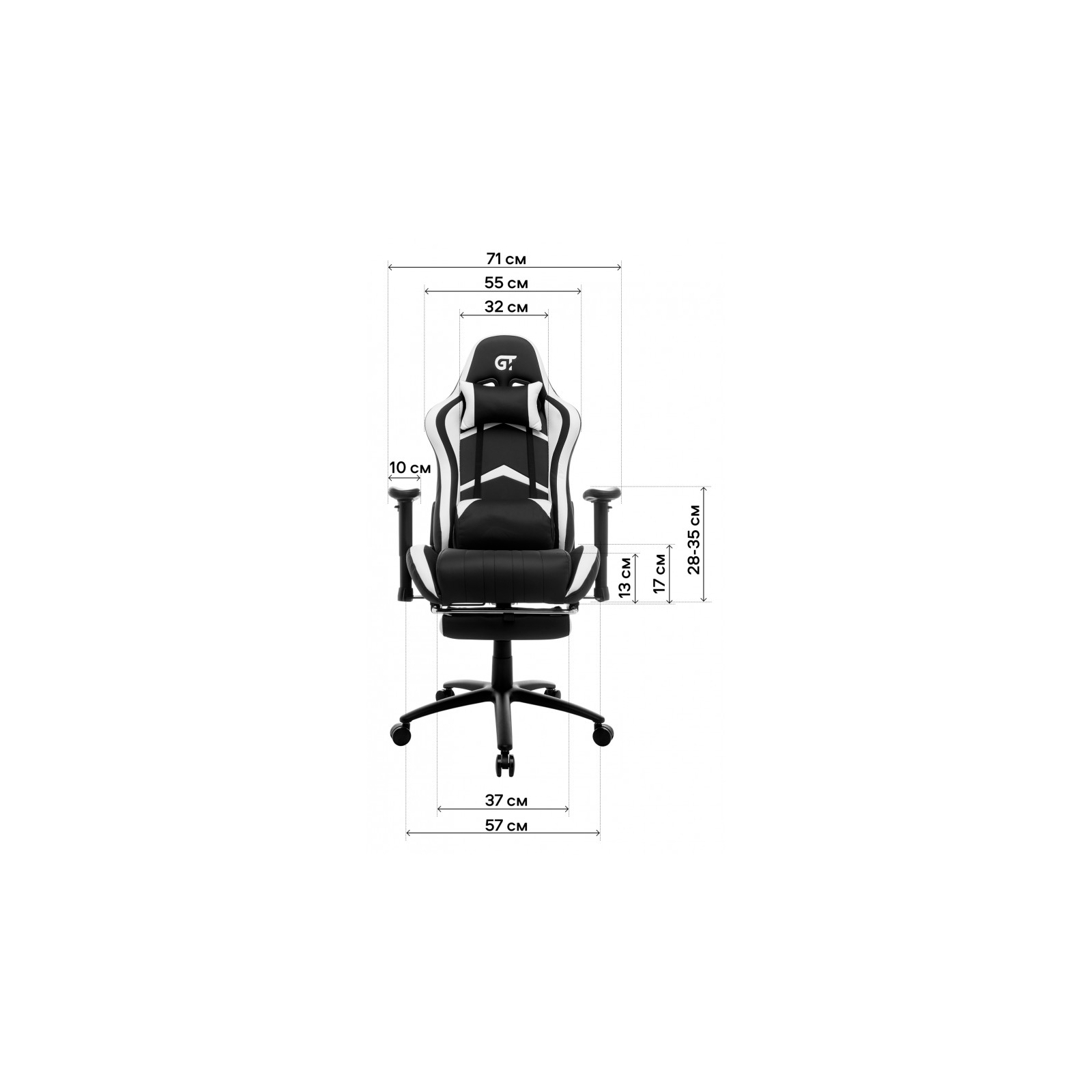 Крісло ігрове GT Racer X-2534-F Black/White зображення 11