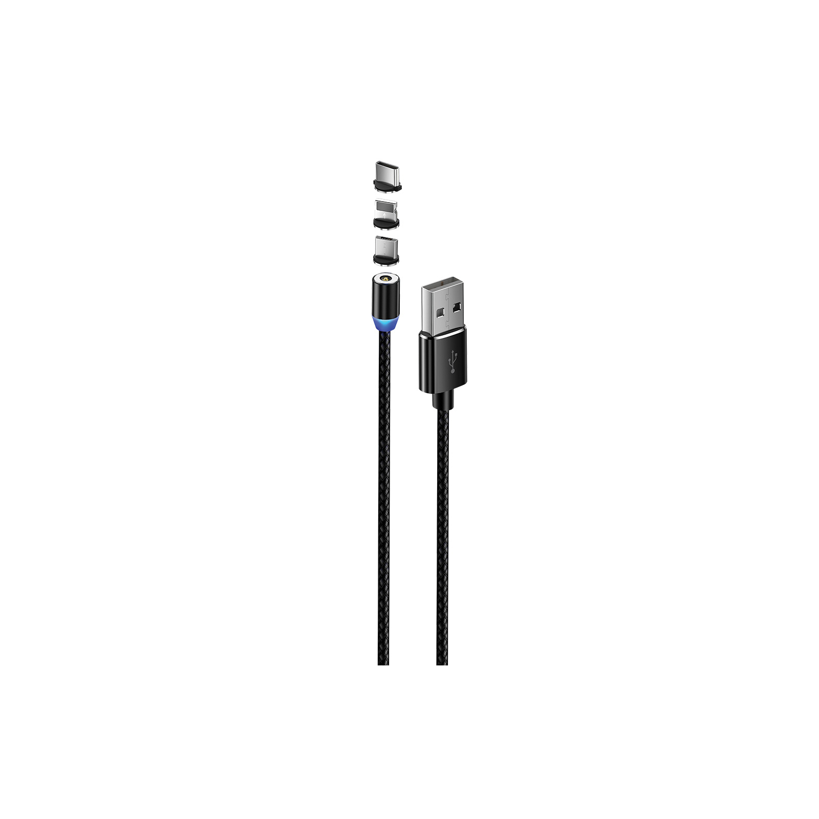 Дата кабель USB 3в1 (Lightning+MicroUSB+Type-C) Magnet only charge ColorWay (CW-CBUU020-BK) зображення 2
