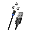 Дата кабель USB 3в1 (Lightning+MicroUSB+Type-C) Magnet only charge ColorWay (CW-CBUU020-BK) зображення 4