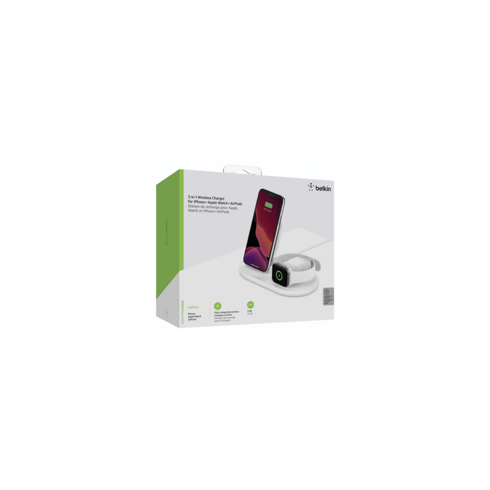 Зарядний пристрій Belkin 3-in-1 Wireless Pad/Stand/Apple Watch, white (WIZ001VFWH) зображення 7