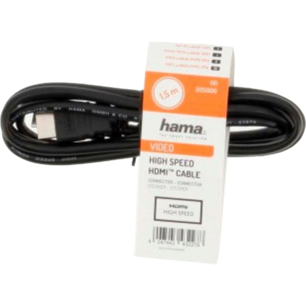 Кабель мультимедийный HDMI to HDMI 1.5m Black Hama (00205000) изображение 2