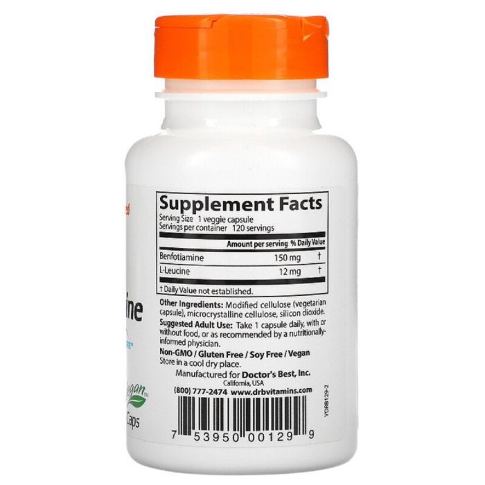 Витамин Doctor's Best Бенфотиамин, Benfotiamine 150, 150 мг, 120 капсул (DRB-00129) изображение 2