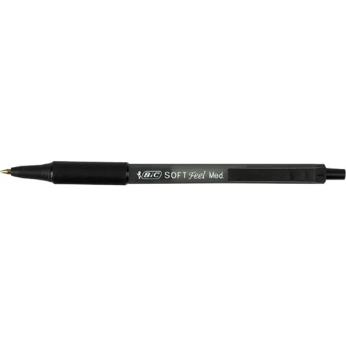 Ручка шариковая Bic автоматическая Soft Clic Grip с резиновым грипом Черная (bc837397)