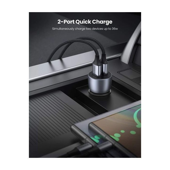 Зарядное устройство Ugreen CD213 36W 2xUSB QC 3.0 3A Car Charger (Dark Blue) (10144) изображение 3