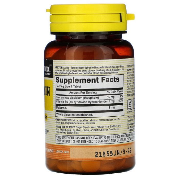 Амінокислота Mason Natural Мелатонін 3 мг, Melatonin, 60 таблеток (MAV-11135) зображення 2