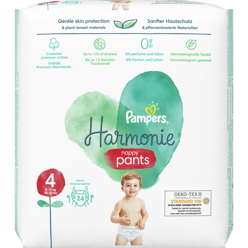 Подгузники Pampers трусики Harmonie Nappy Pants Размер 4 (9-14 кг) 24 шт (8006540181409) изображение 2