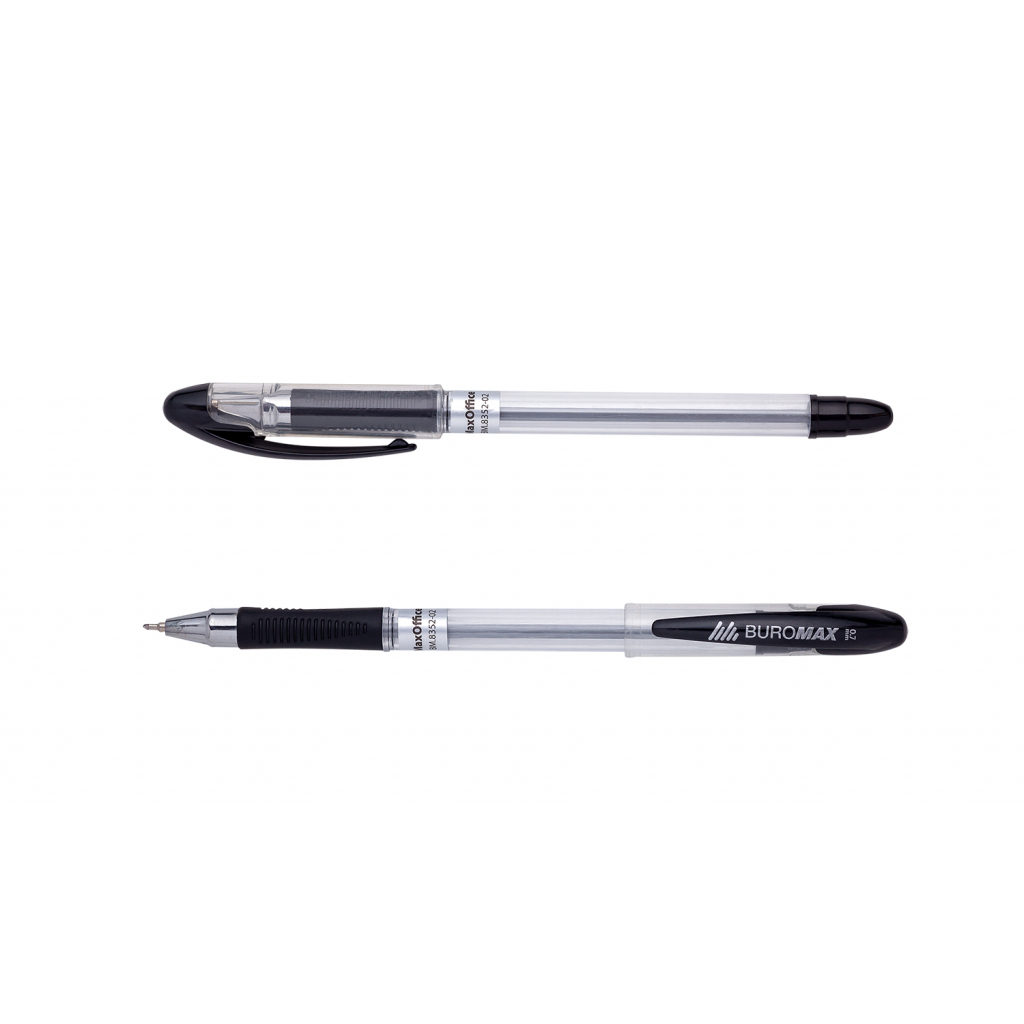 Ручка масляна Buromax MaxOFFICE, 0,7 мм, гум. грип, пласт. корпус, чорні чорнила (BM.8352-02)