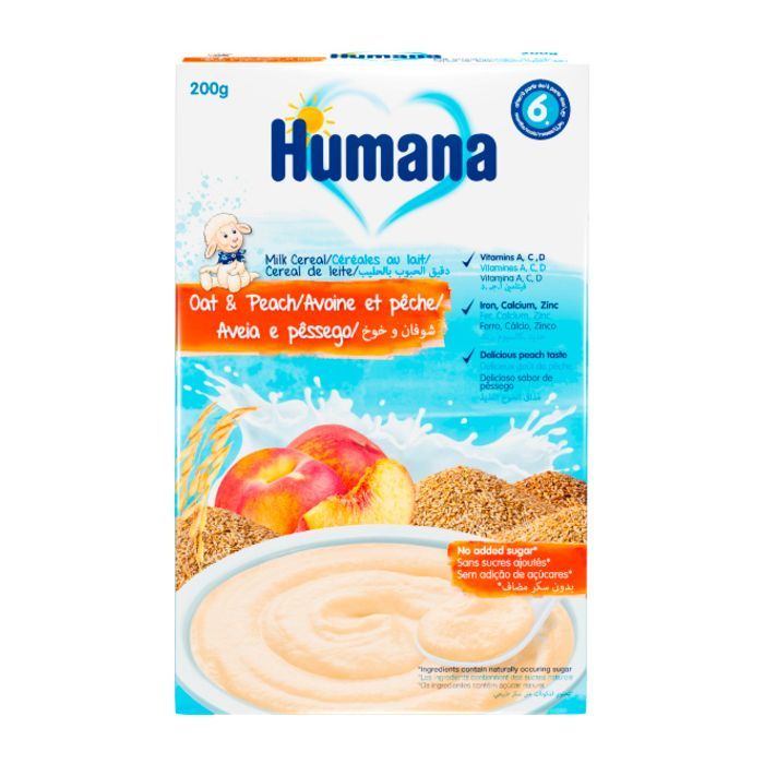Детская каша Humana молочная овсяная с персиком 200 г (4031244003034)