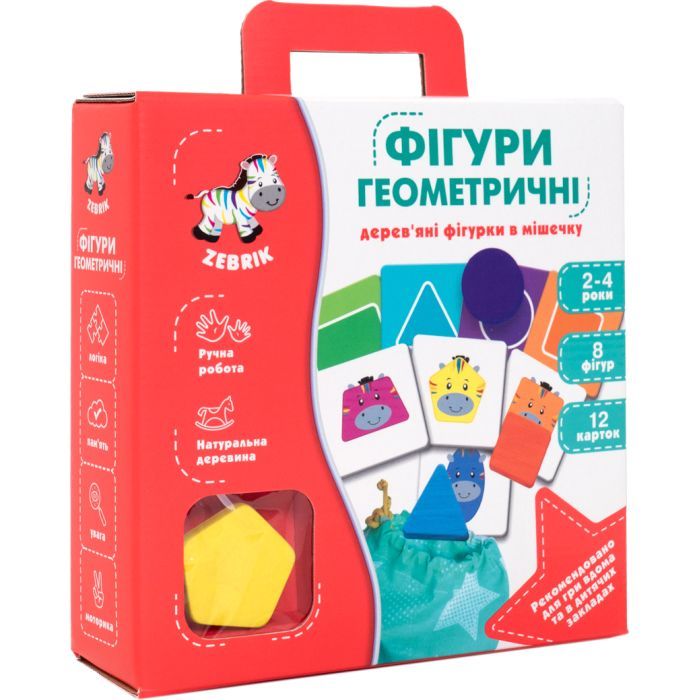 Развивающая игрушка Vladi Toys Деревянные фигурки в мешочке Геометрические фигуры (ZB2001-02)