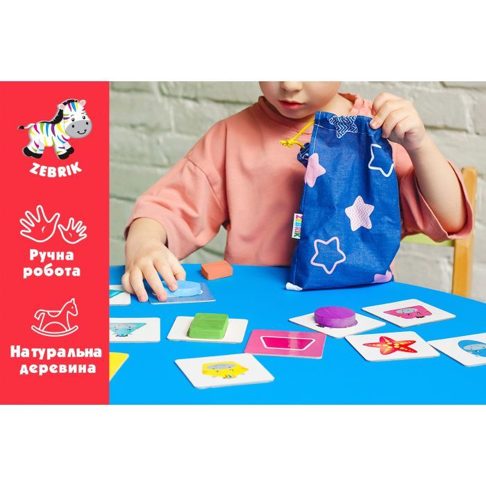 Развивающая игрушка Vladi Toys Деревянные фигурки в мешочке Геометрические фигуры (ZB2001-02) изображение 3