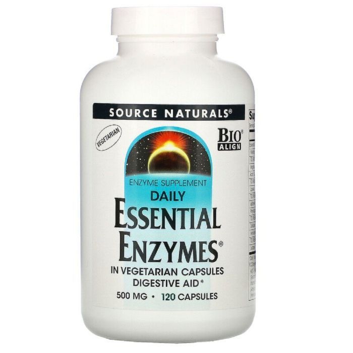 Пробиотики Source Naturals Эфирные Энзимы, 500 мг, Daily Essential Enzymes, 120 вегетарианских к (SN1302)