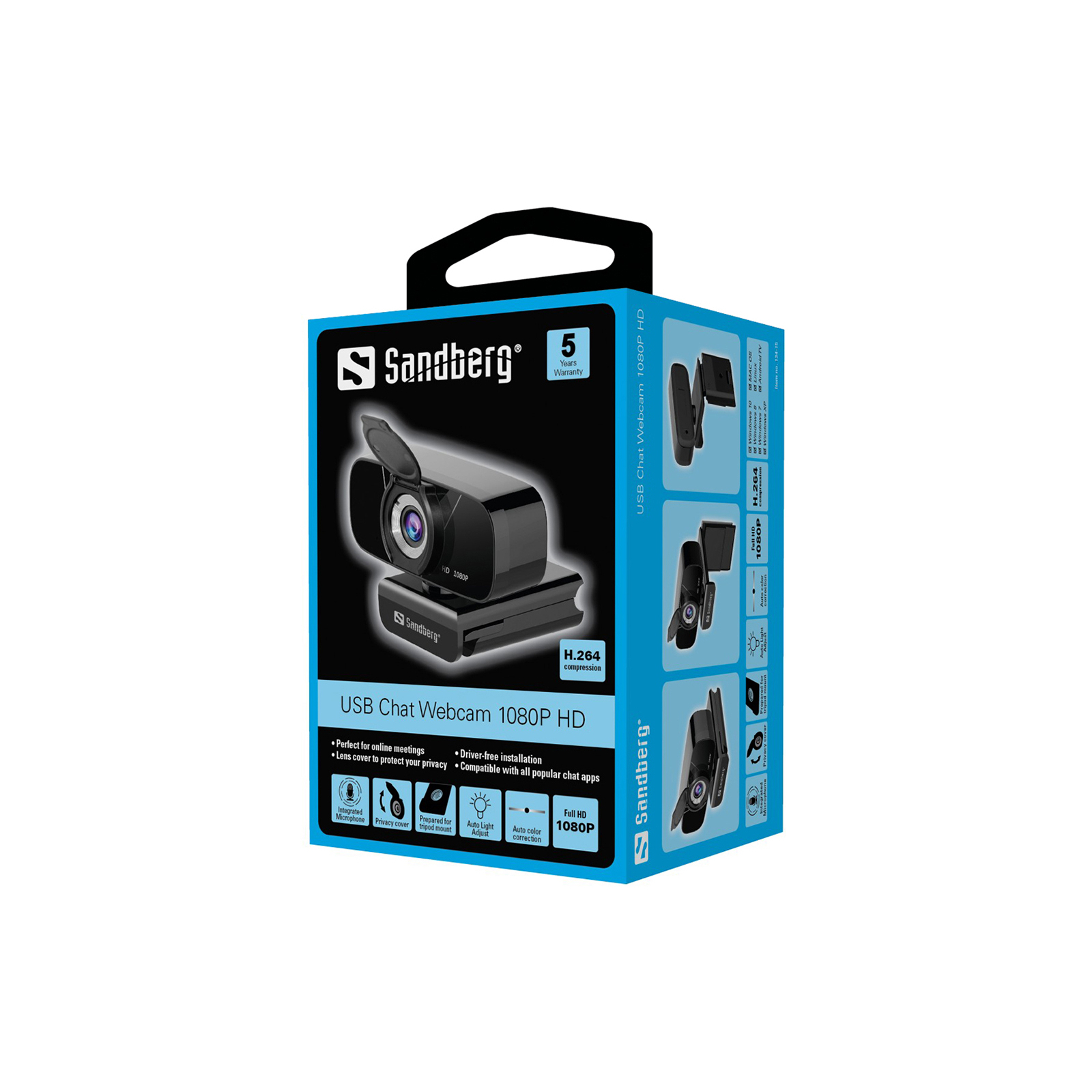 Веб-камера Sandberg Streamer Chat Webcam 1080P HD Black (134-15) изображение 4
