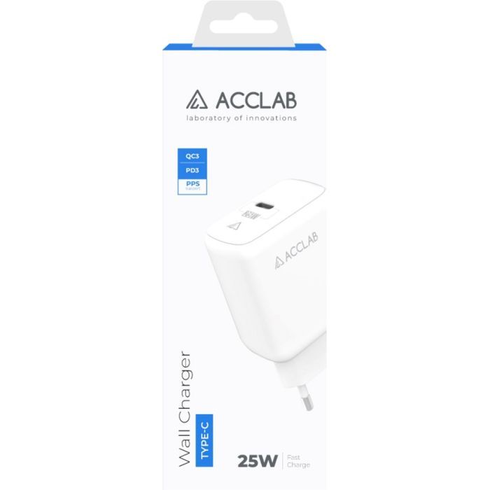 Зарядное устройство ACCLAB AL-TC125 1хType-C 5В/3A/25W QC/PD3.0 (1283126538841) изображение 2
