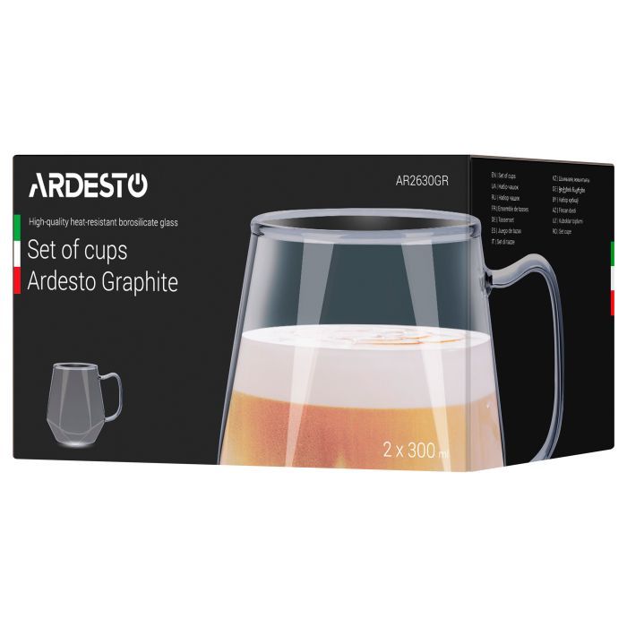 Набір чашок Ardesto Graphite 300 мл 2 шт (AR2630GR) зображення 2