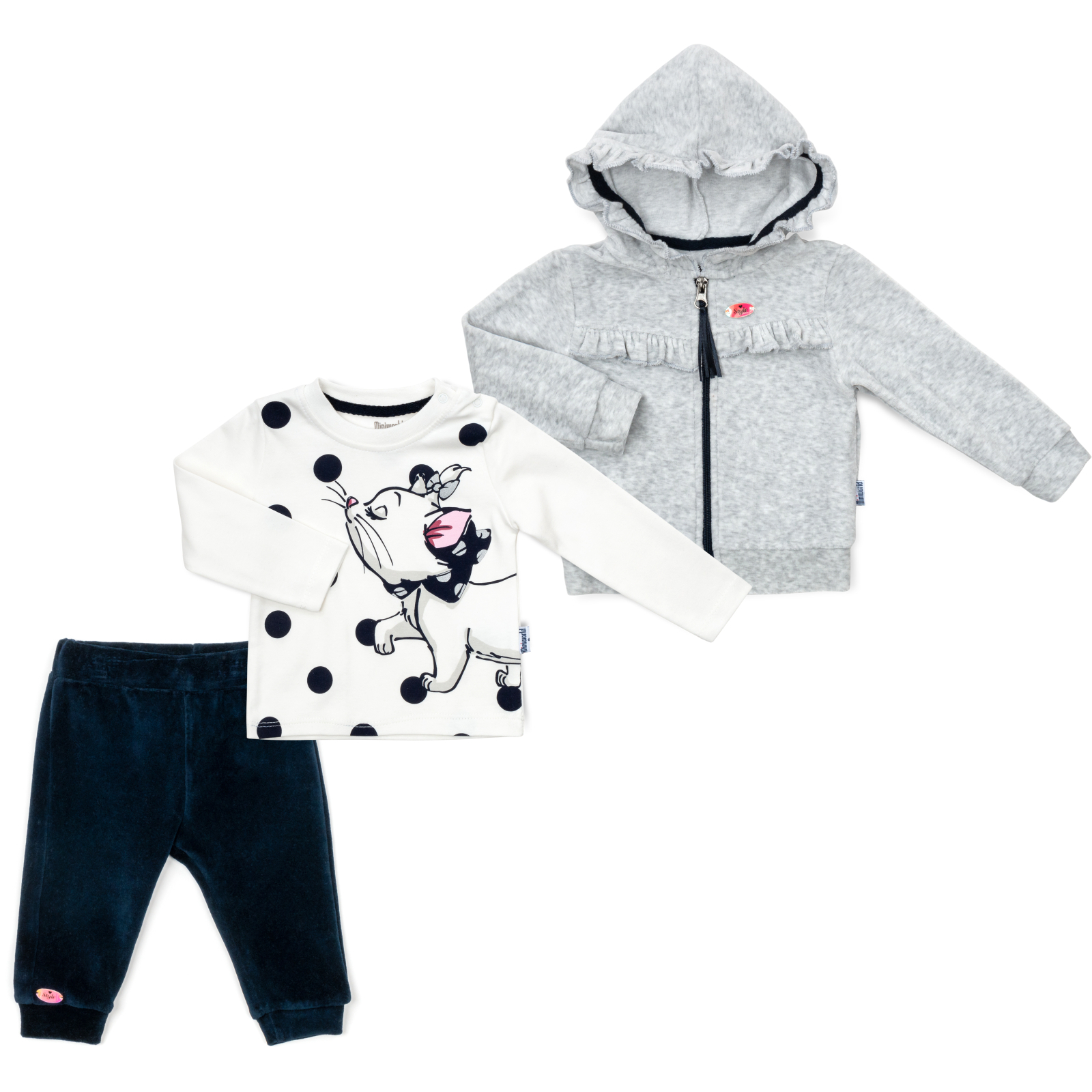 Набір дитячого одягу Miniworld велюровий (15377-74G-gray)