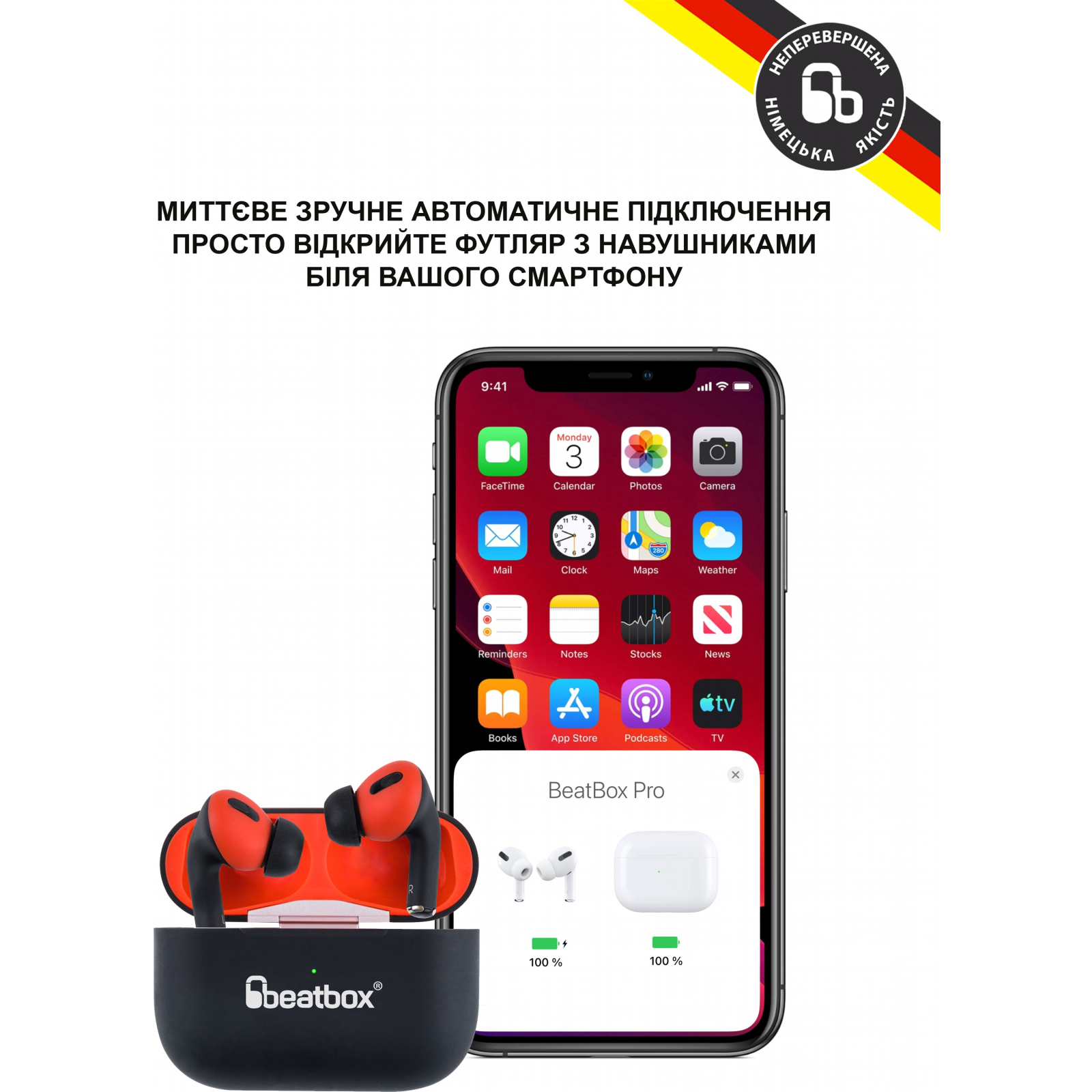 Наушники BeatBox PODS PRO 1 Wireless Charging White-Red (bbppro1wcwr) изображение 3