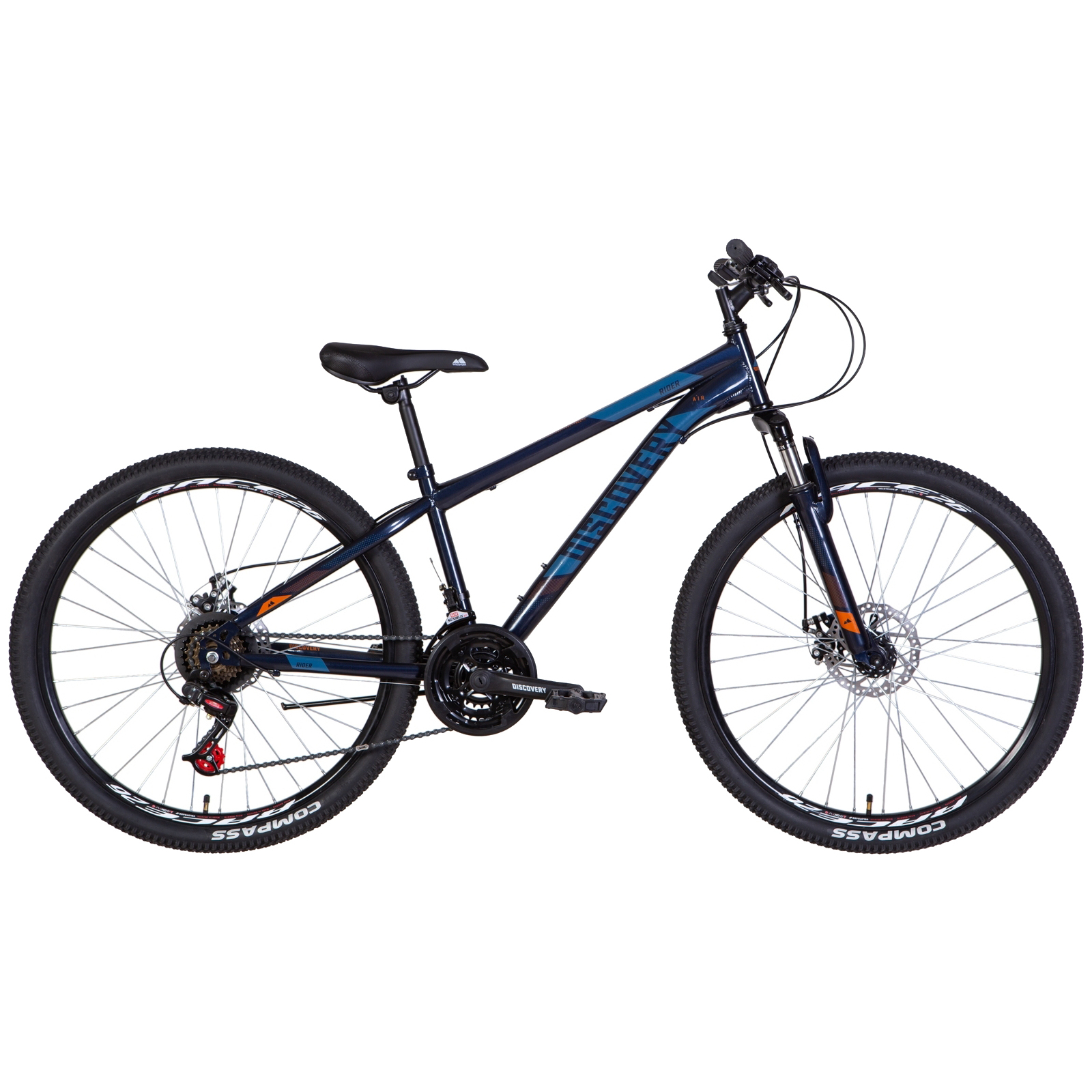 Велосипед Discovery 26" Rider AM DD рама-16" 2022 Dark Blue/Orange (OPS-DIS-26-530)
