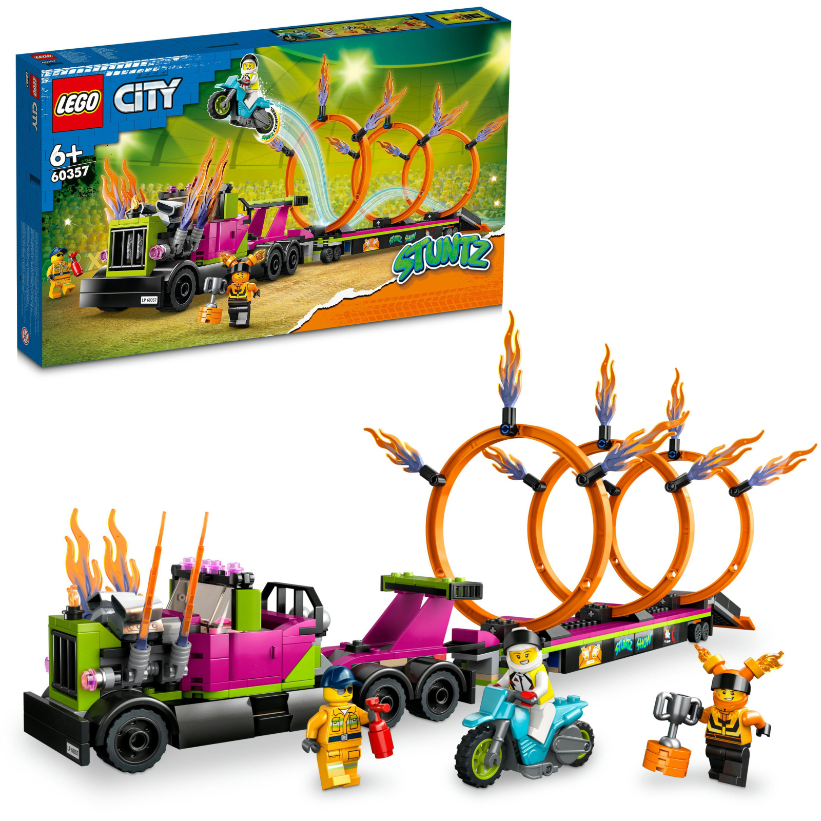 Конструктор LEGO City Stuntz Задание с каскадерским грузовиком и огненным кругом 479 деталей (60357) изображение 6