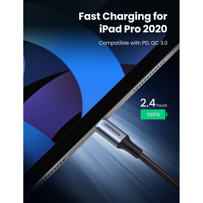 Дата кабель USB-C to USB-C 3.0m 5A 100W US316 Black Ugreen (90120) зображення 4