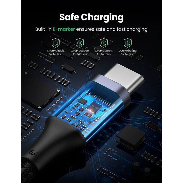 Дата кабель USB-C to USB-C 3.0m 5A 100W US316 Black Ugreen (90120) зображення 5
