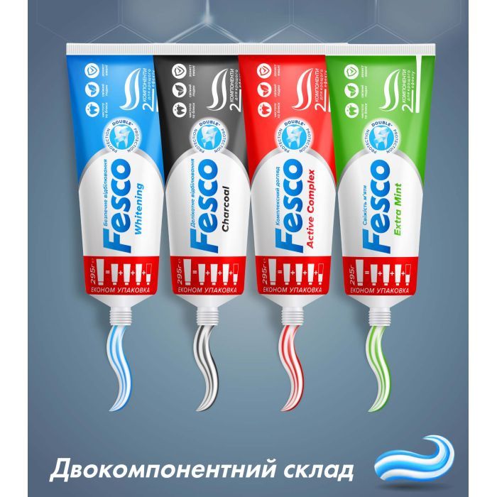 Зубна паста Fesco Charcoal Делікатне відбілювання 250 мл (4823098414056) зображення 3
