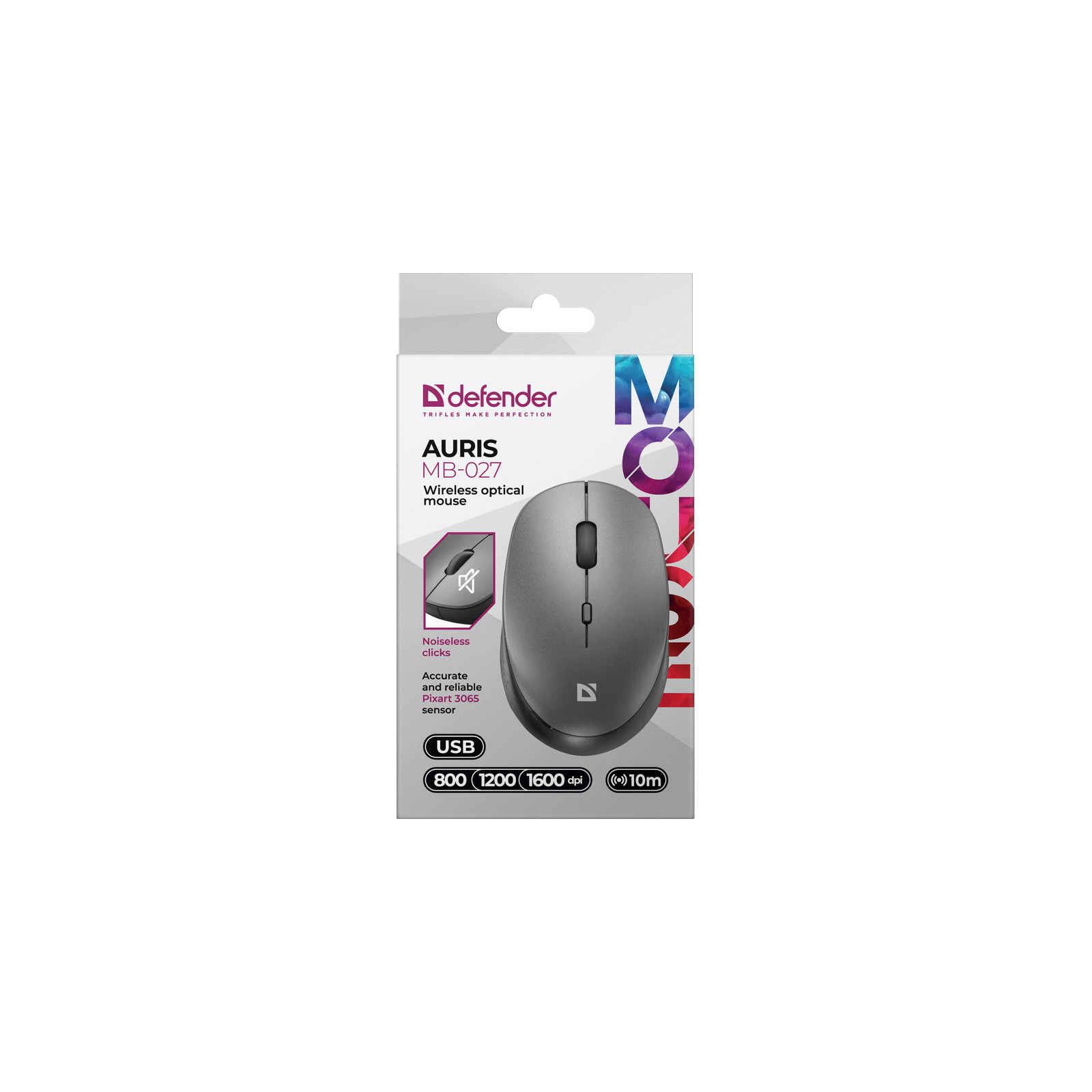 Мишка Defender Auris MB-027 Silent Wireless White (52028) зображення 6