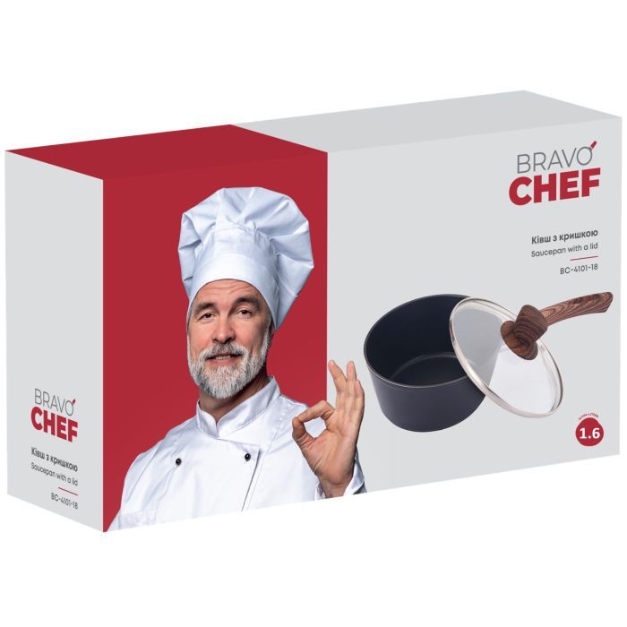 Ківш Bravo Chef класичний 1.6 л з кришкою (BC-4101-18) зображення 5