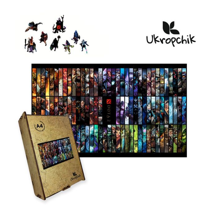 Пазл Ukropchik деревянный DotA size - M в коробке с набором-рамкой (DotA A4)