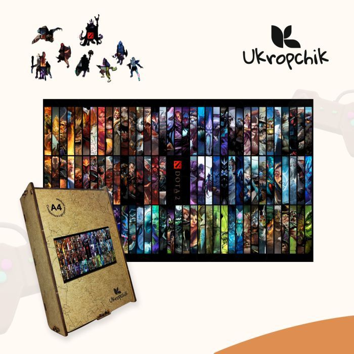 Пазл Ukropchik деревянный DotA size - M в коробке с набором-рамкой (DotA A4) изображение 5