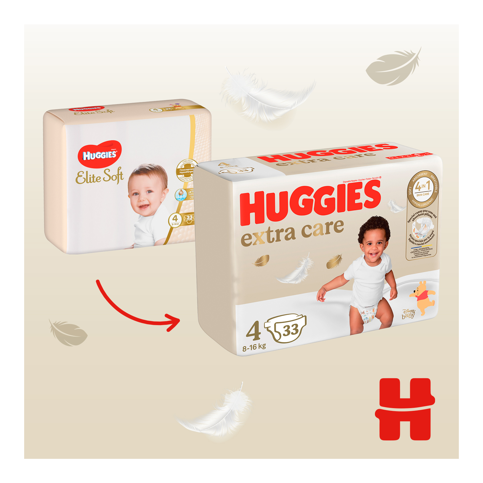 Підгузки Huggies Extra Care Size Розмір 4 (8-16 кг) 76 шт (5029053583167) зображення 4