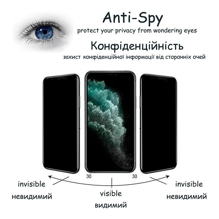 Стекло защитное Drobak Anty Spy Apple iPhone 15 Plus (Black) (292936) изображение 5