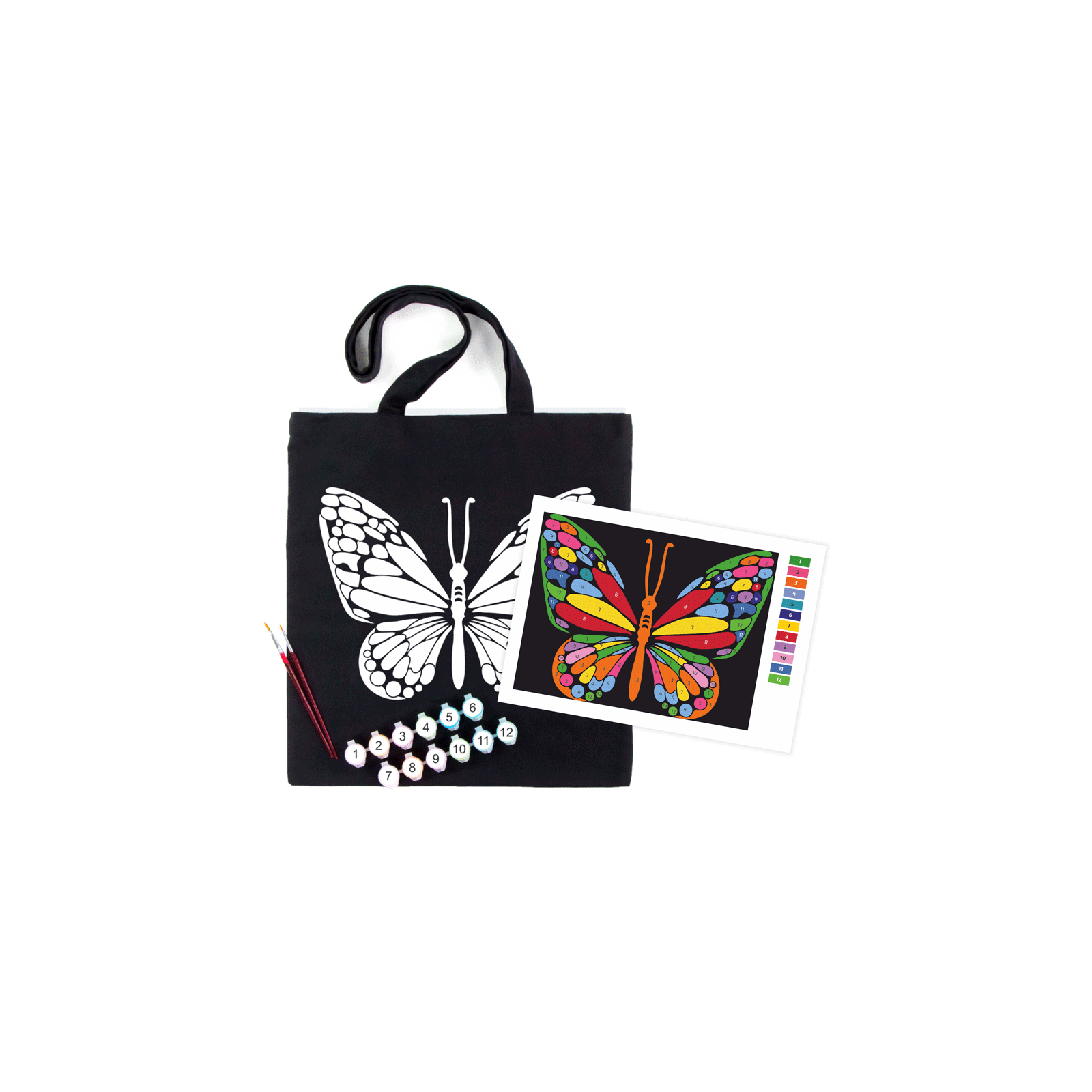Набір для творчості Rosa екосумка-розмальовка, чорна, Чарівний метелик 38х42см (4823098539728)