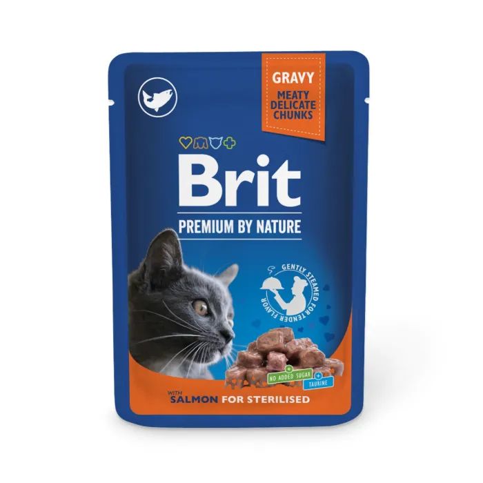 Влажный корм для кошек Brit Premium с лососем для стерилизованных 100 г (8595602548460)