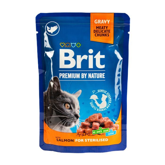 Влажный корм для кошек Brit Premium с лососем для стерилизованных 100 г (8595602548460) изображение 4