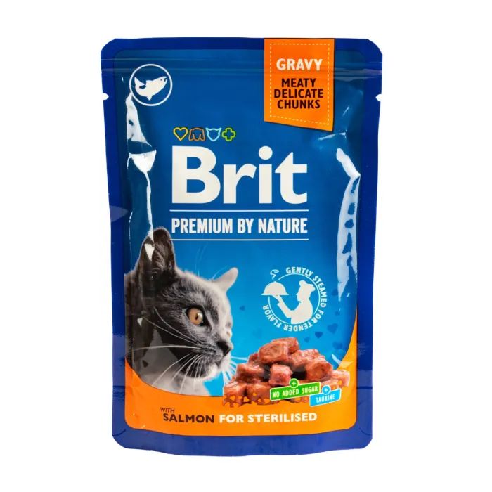 Влажный корм для кошек Brit Premium с лососем для стерилизованных 100 г (8595602548460) изображение 4