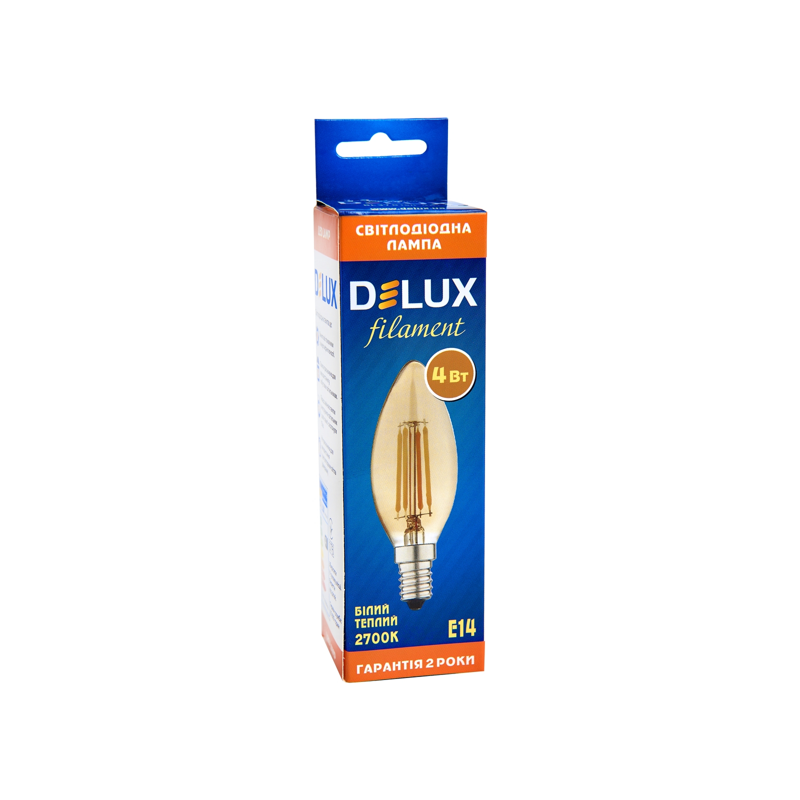Лампочка Delux BL37B 4 Вт 2700K amber 220В E14 filament (90011682) изображение 4