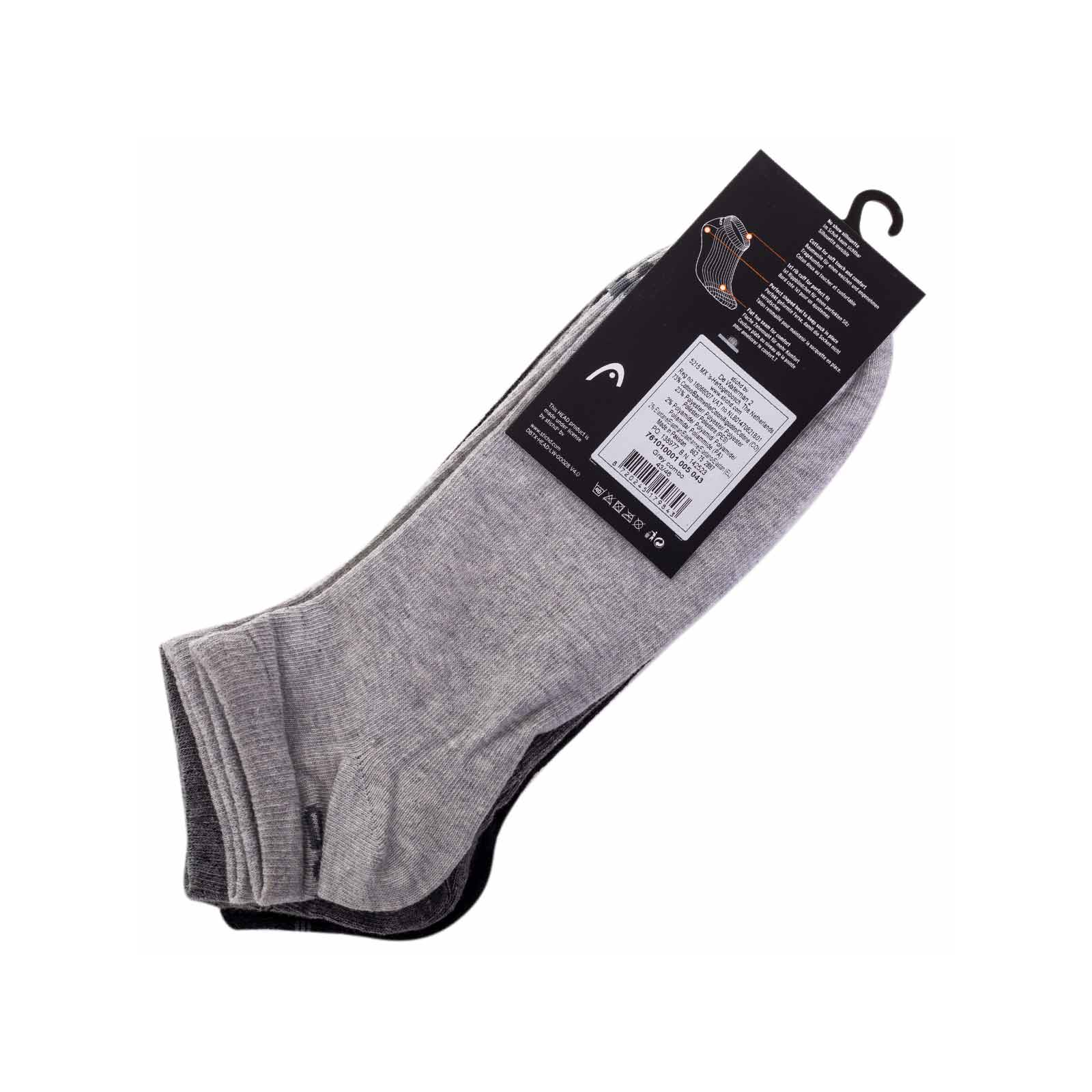 Шкарпетки Head Sneaker 3P Unisex 761010001-005 3 пари Сірий/Білий/Чорний 35-38 (8720245179829) зображення 12