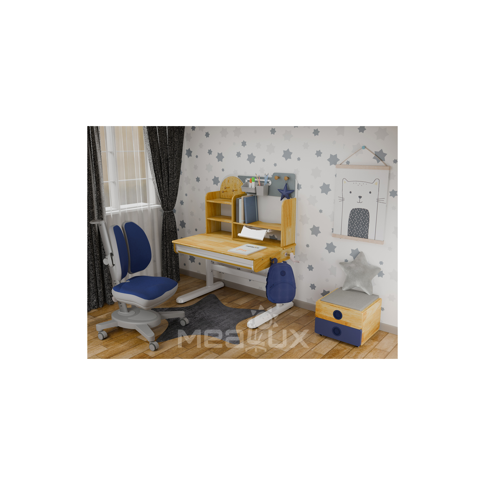 Парта с креслом Mealux Timberdesk S (парта+кресло+тумба) (BD-685 S+ box BD 920-2 BL+Y-115 DGB) изображение 2