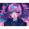 Картина по номерам Suavinex Аниме девушка с розовыми волосами 40*50 неоновые краски. (954827)