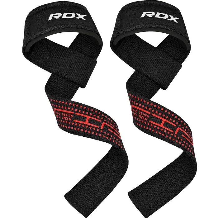 Кистьові лямки RDX S4 Gym Cotton Gel Straps Red Plus (WAC-S4R+)
