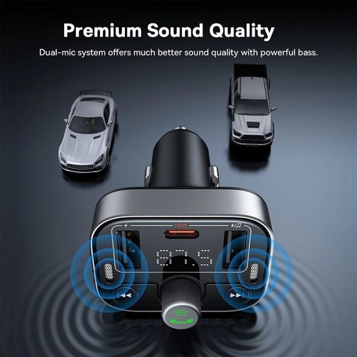 FM модулятор Baseus S-09 Lite Series Black (C10762300113-00) изображение 3