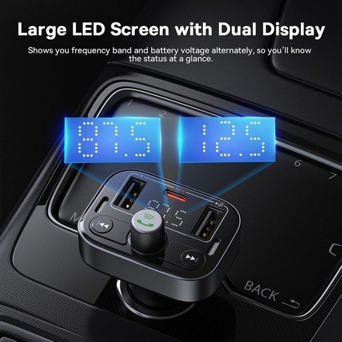 FM модулятор Baseus S-09 Lite Series Black (C10762300113-00) изображение 6