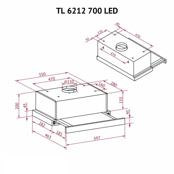 Витяжка кухонна Perfelli TL 6212 Full BL 700 LED зображення 12